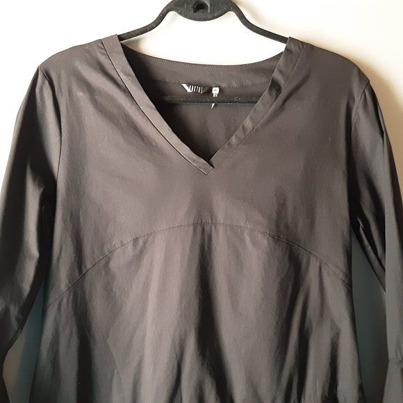 Kaktus Black Cotton Asymmetrical Ruffle V-neck Peplum Blouse - Picture 2 of 14